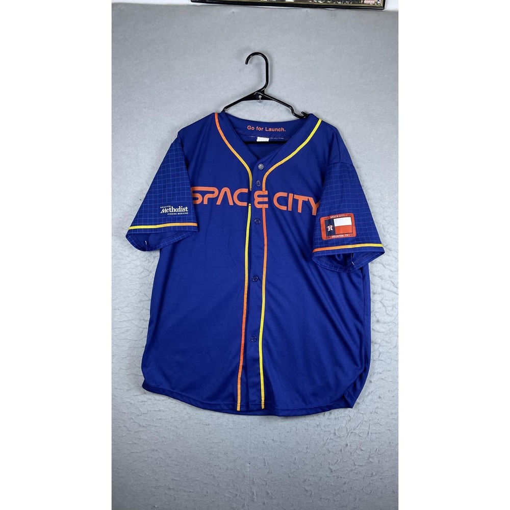 Houston Astros Jersey Mens XL Blue MLB Baseball Tucker 30 Space City Promo